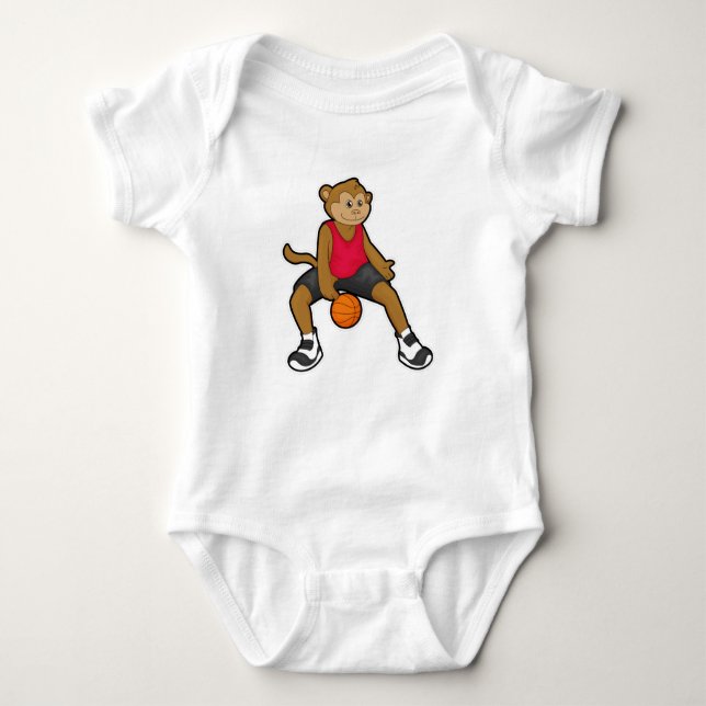 Monkey som basketspelare med basket t shirt (Framsida)