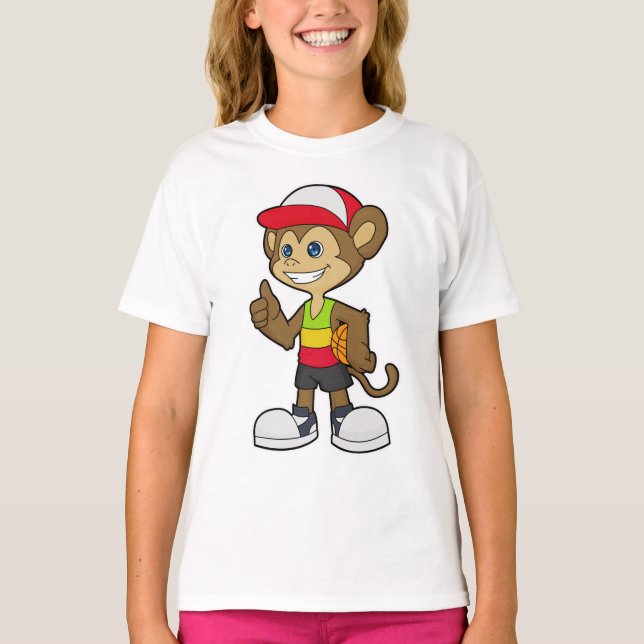 Monkey som basketspelare med basket t shirt (Framsida)