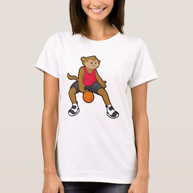 Monkey som basketspelare med basket t shirt (Framsida)
