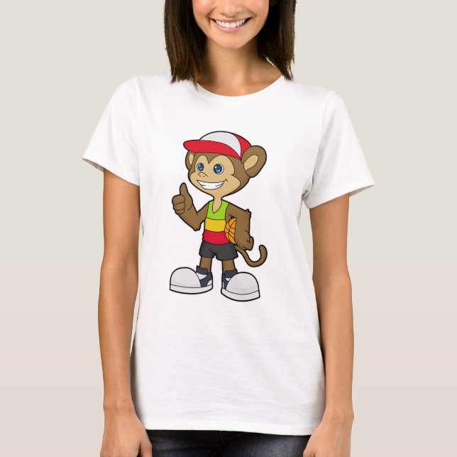 Monkey som basketspelare med basket t shirt (Framsida)