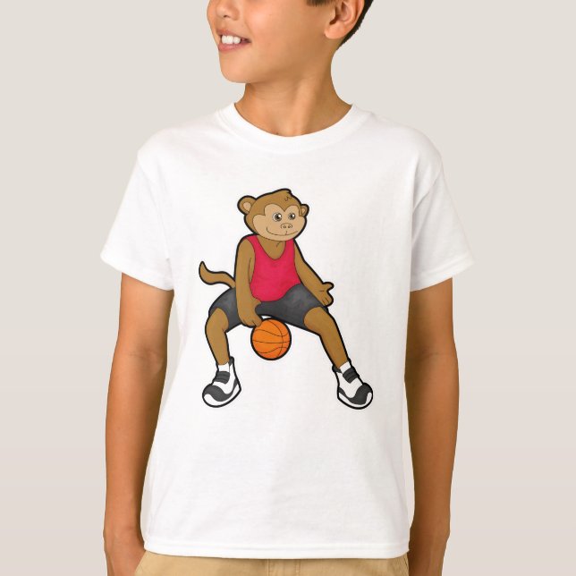 Monkey som basketspelare med basket t shirt (Framsida)