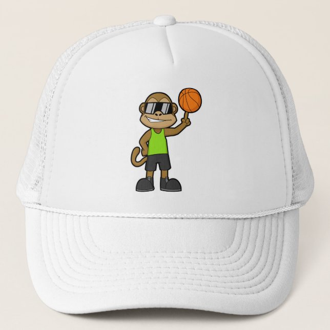 Monkey som basketspelare med Basketball boll Keps (Framsida)