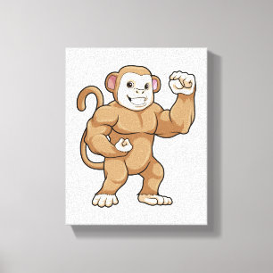 Monkey som Bodybyggder i Bodybuilding Canvastryck
