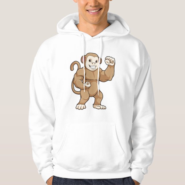 Monkey som Bodybyggder i Bodybuilding Hoodie (Framsida)