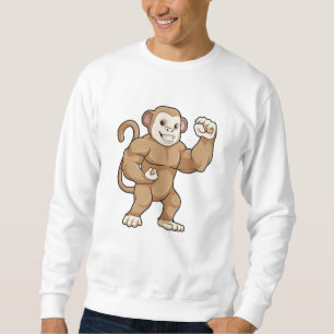 Monkey som Bodybyggder i Bodybuilding Lång Ärmad Tröja