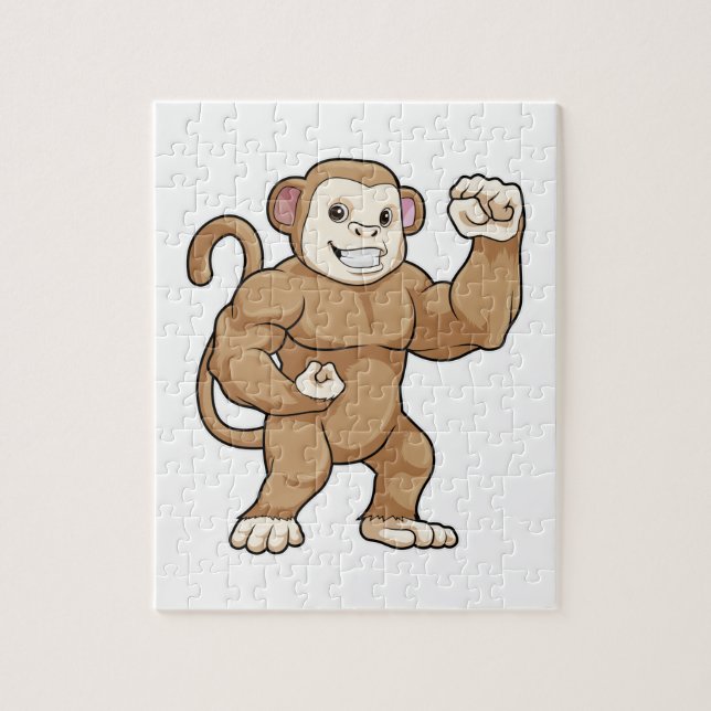 Monkey som Bodybyggder i Bodybuilding Pussel (Vertikal)
