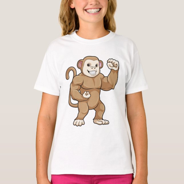 Monkey som Bodybyggder i Bodybuilding T Shirt (Framsida)