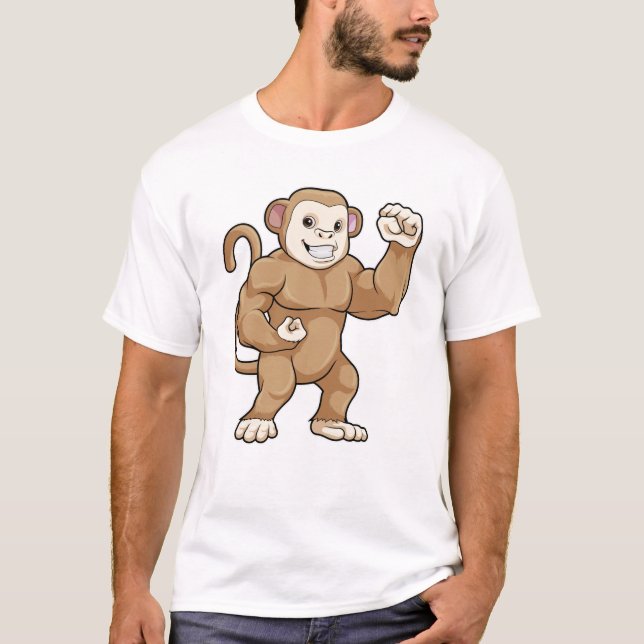 Monkey som Bodybyggder i Bodybuilding T Shirt (Framsida)