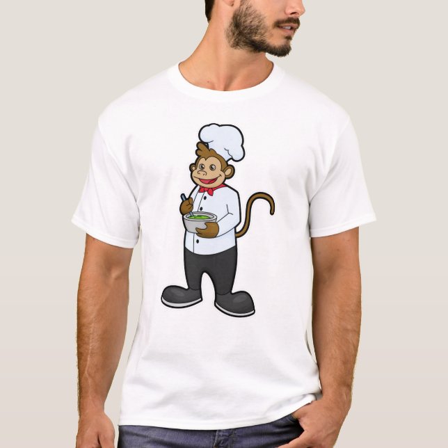 Monkey som Cook med Bowl T Shirt (Framsida)