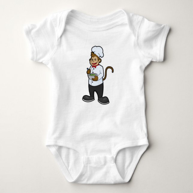 Monkey som Cook med Bowl T Shirt (Framsida)