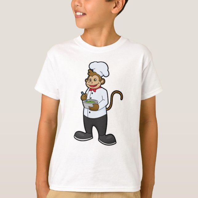 Monkey som Cook med Bowl T Shirt (Framsida)