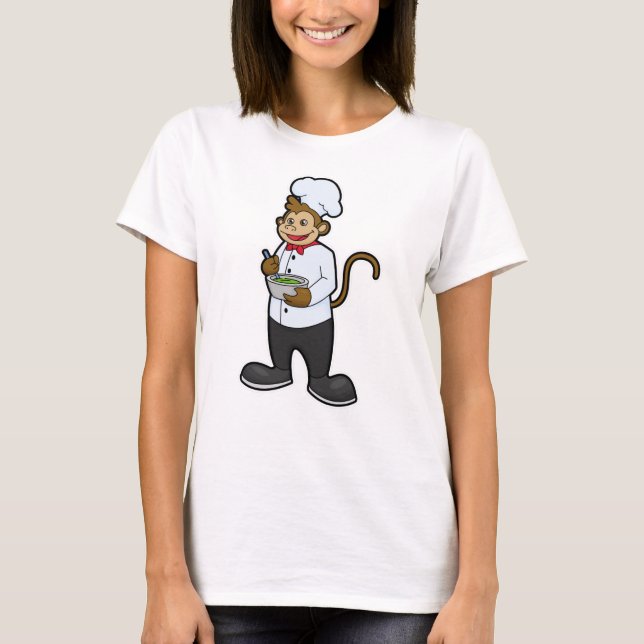 Monkey som Cook med Bowl T Shirt (Framsida)