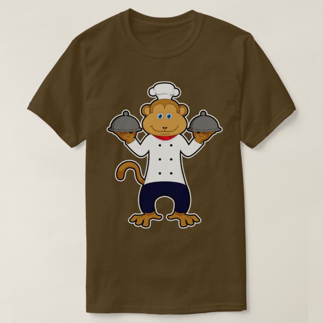 Monkey som Cook med Serve tallrikar T Shirt (Design framsida)