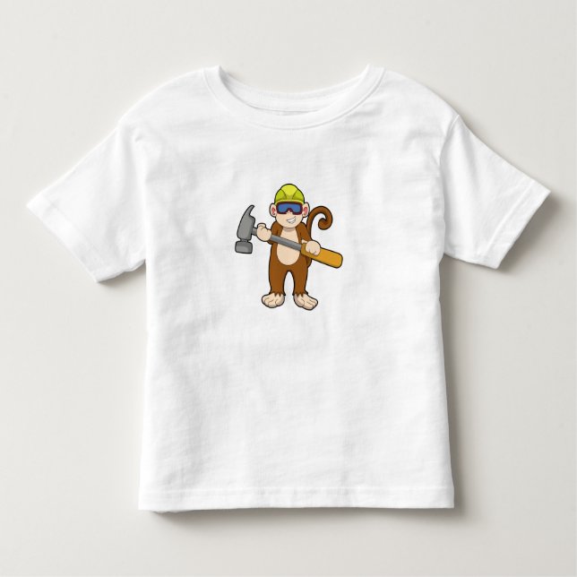 Monkey som Crateur med Hammer T Shirt (Framsida)