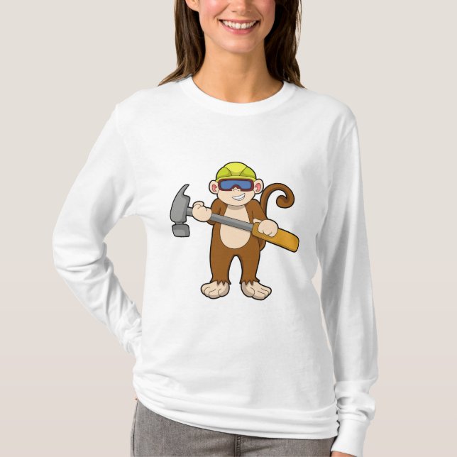 Monkey som Crateur med Hammer T Shirt (Framsida)