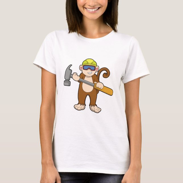 Monkey som Crateur med Hammer T Shirt (Framsida)