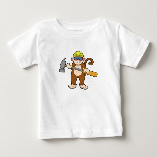 Monkey som Crateur med Hammer T Shirt (Framsida)