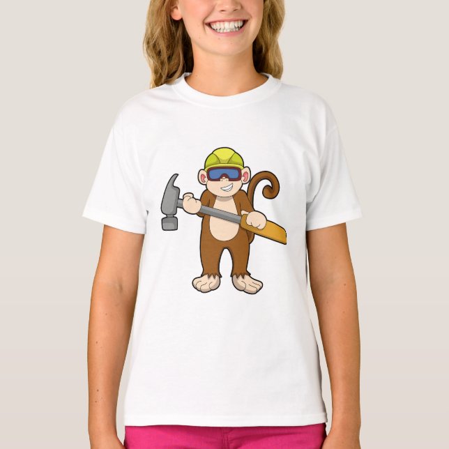 Monkey som Crateur med Hammer T Shirt (Framsida)
