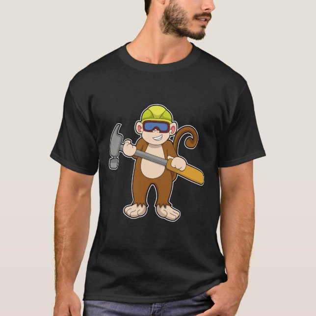 Monkey som Crateur med Hammer T Shirt (Framsida)