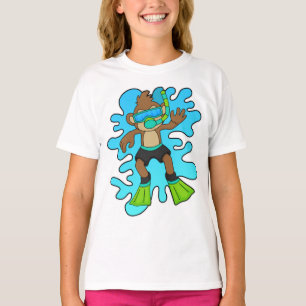 Monkey som Diver med Snorkel T Shirt