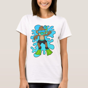 Monkey som Diver med Snorkel T Shirt
