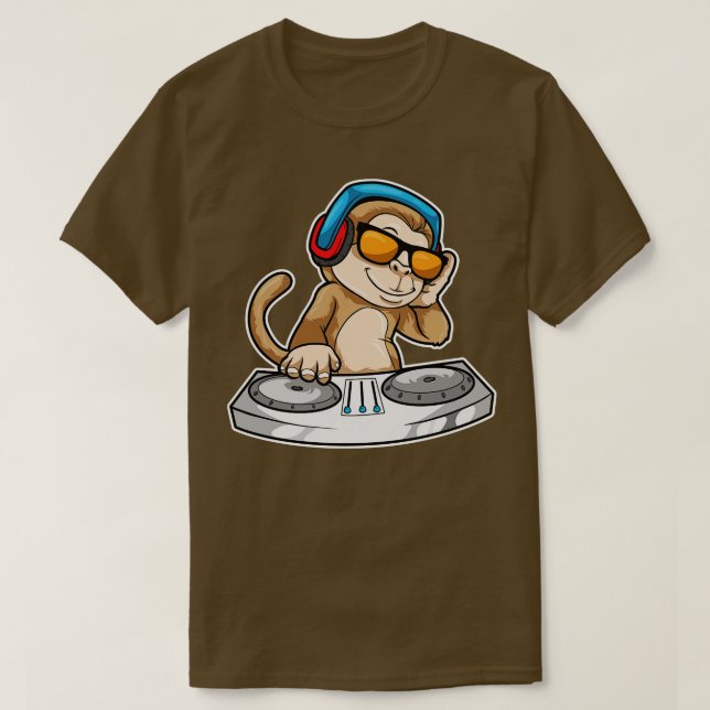 Monkey som DJ med hörlurar Blanda skrivbord T Shirt (Design framsida)