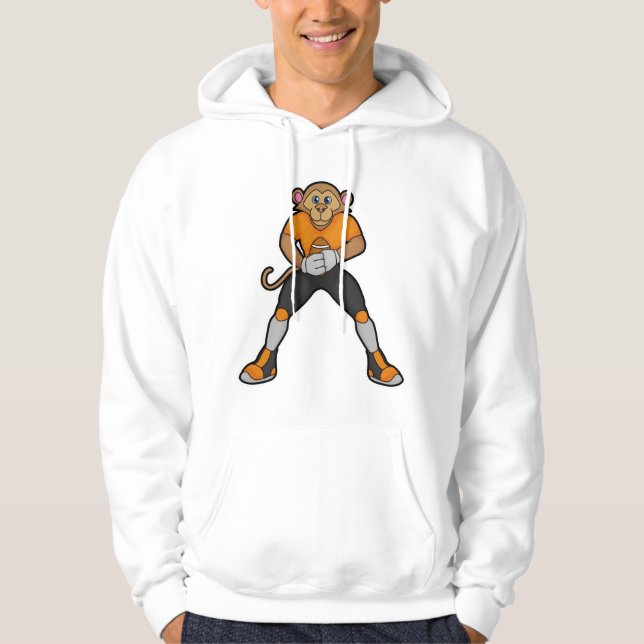 Monkey som fotbollsspelare i fotbollen hoodie (Framsida)