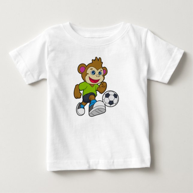 Monkey som fotbollsspelare med fotboll t shirt (Framsida)
