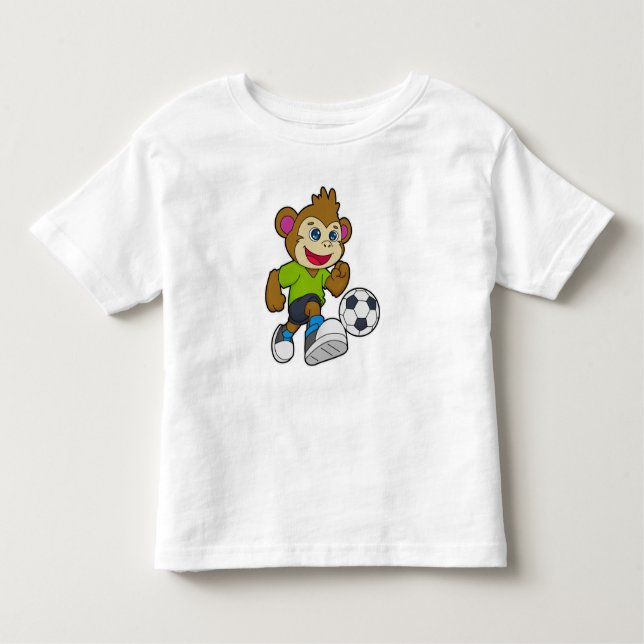 Monkey som fotbollsspelare med fotboll t shirt (Framsida)