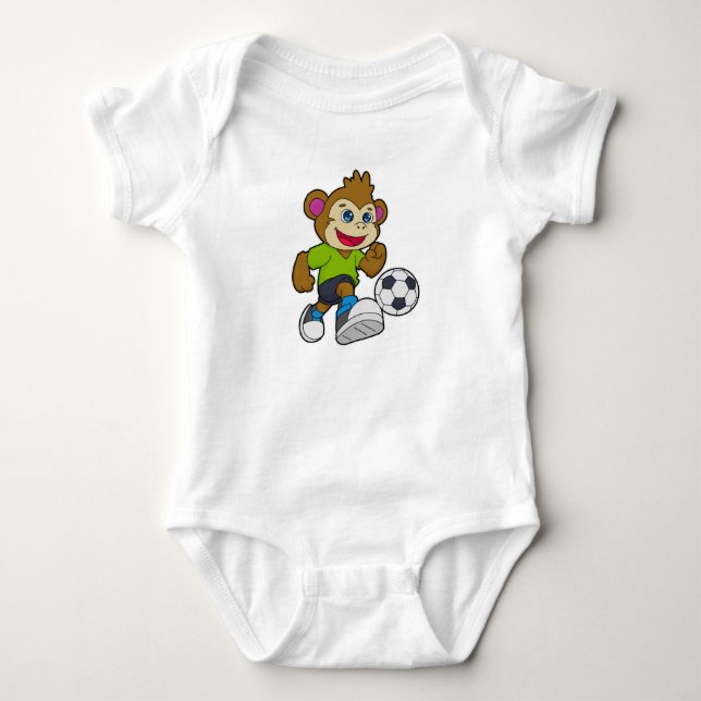 Monkey som fotbollsspelare med fotboll t shirt (Framsida)