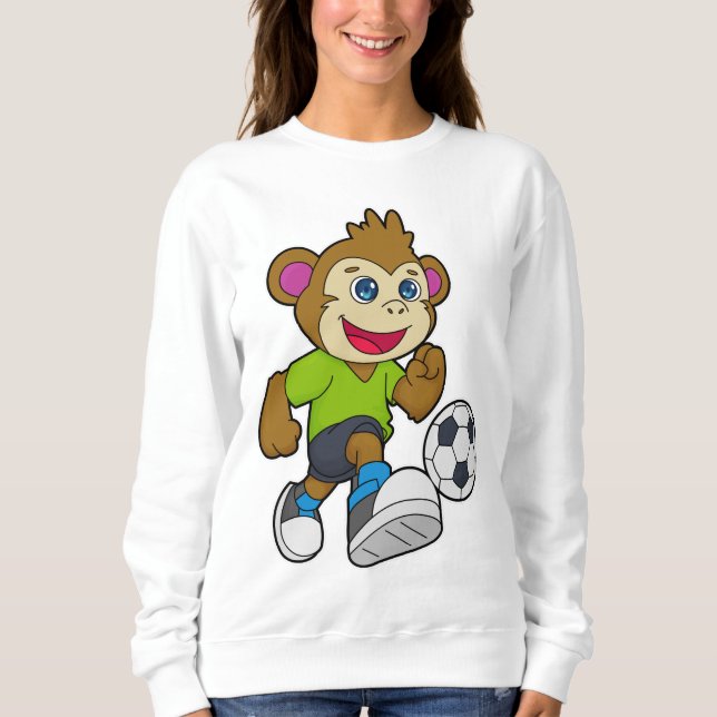 Monkey som fotbollsspelare med fotboll t shirt (Framsida)