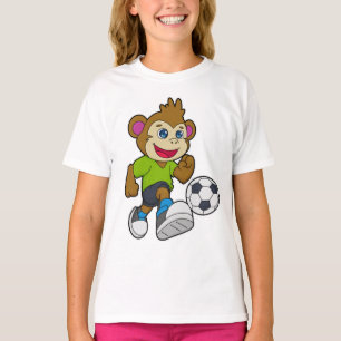 Monkey som fotbollsspelare med fotboll t shirt
