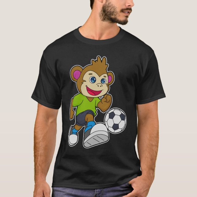 Monkey som fotbollsspelare med fotboll t shirt (Framsida)