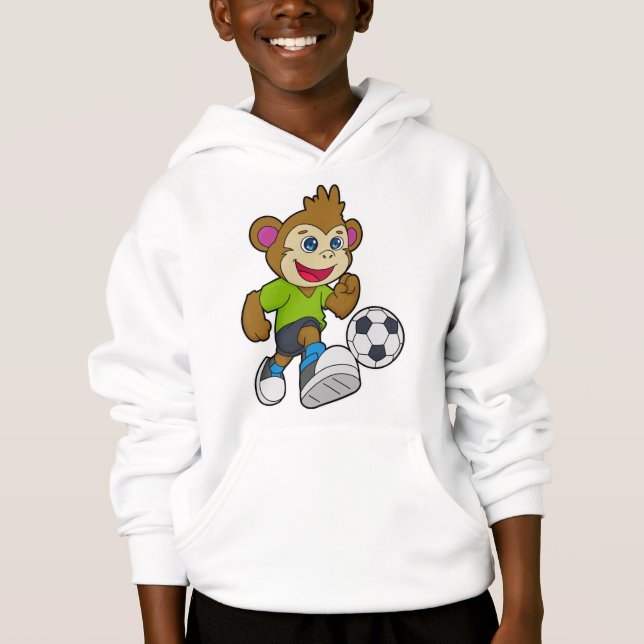 Monkey som fotbollsspelare med fotboll t shirt (Framsida)
