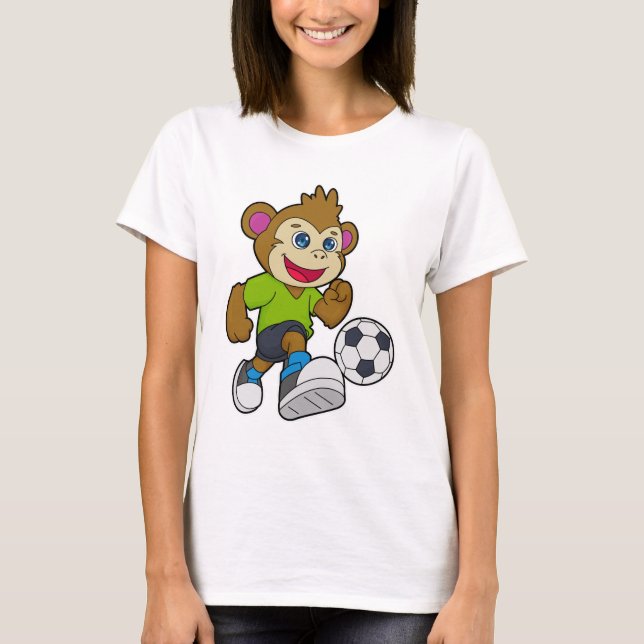 Monkey som fotbollsspelare med fotboll t shirt (Framsida)
