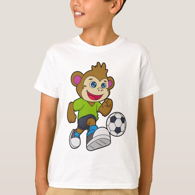 Monkey som fotbollsspelare med fotboll t shirt (Framsida)