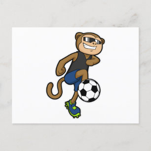 Monkey som fotbollsspelare vid fotboll vykort