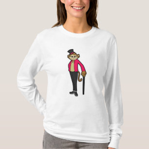 Monkey som gentleman med Hat & Walking stick T Shirt
