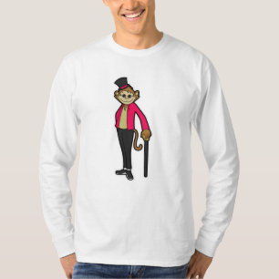 Monkey som gentleman med Hat & Walking stick T Shirt