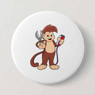 Monkey som Hairdresser med sax & Razor Knapp