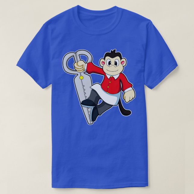 Monkey som Hairdresser med sax T Shirt (Design framsida)