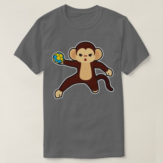 Monkey som handbollsspelare med handboll 2 t shirt (Design framsida)