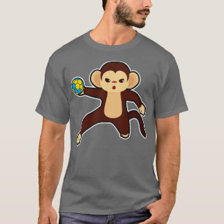 Monkey som handbollsspelare med handboll 2 t shirt