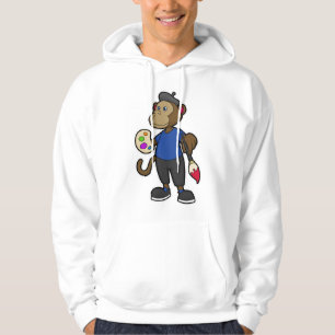 Monkey som målarfärg med färg och pensel hoodie