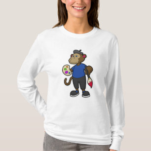 Monkey som målarfärg med färg och pensel t shirt
