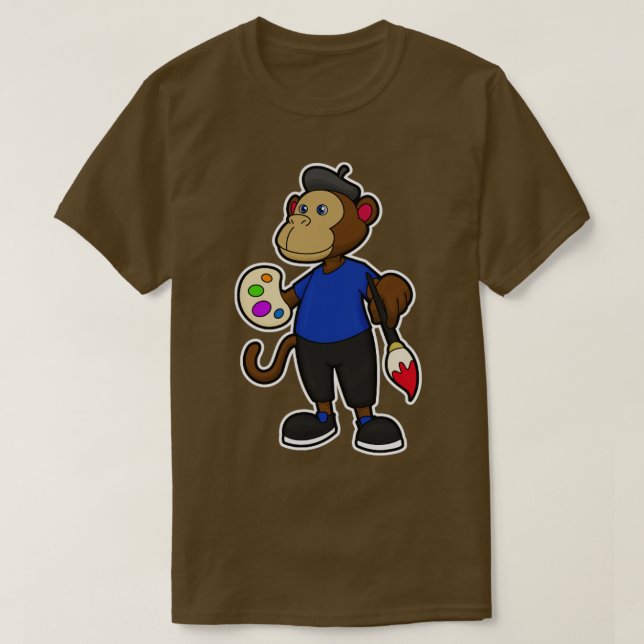 Monkey som målarfärg med färgpensel t shirt (Design framsida)