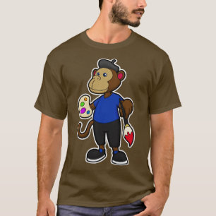 Monkey som målarfärg med färgpensel t shirt