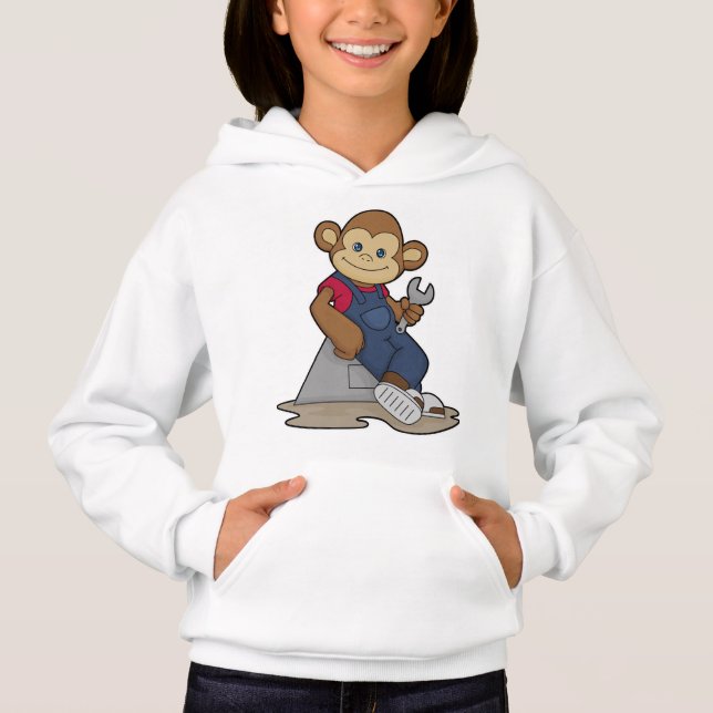 Monkey som Mechanic med Wrench T Shirt (Framsida)