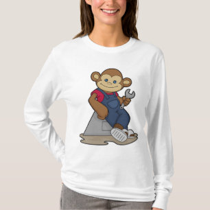 Monkey som Mechanic med Wrench T Shirt