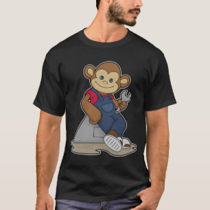 Monkey som Mechanic med Wrench T Shirt